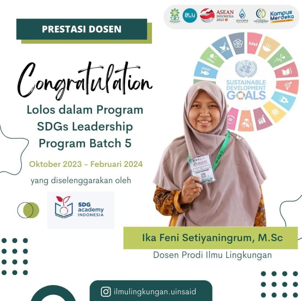 Dosen Ilmu Lingkungan Terpilih Sebagai Peserta Program Kepemimpinan SDG Academy