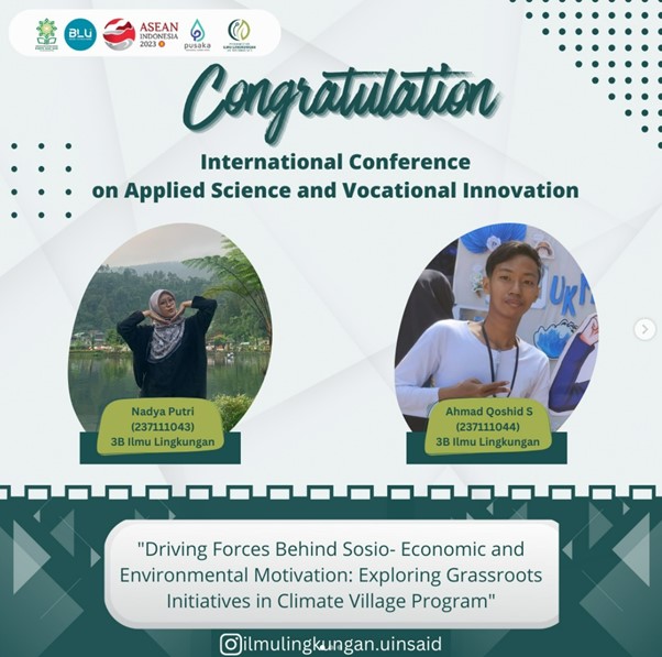 Diseminasi Hasil Penelitian Mahasiswa dan Dosen Program Studi Ilmu Lingkungan Pada Konferensi Internasional